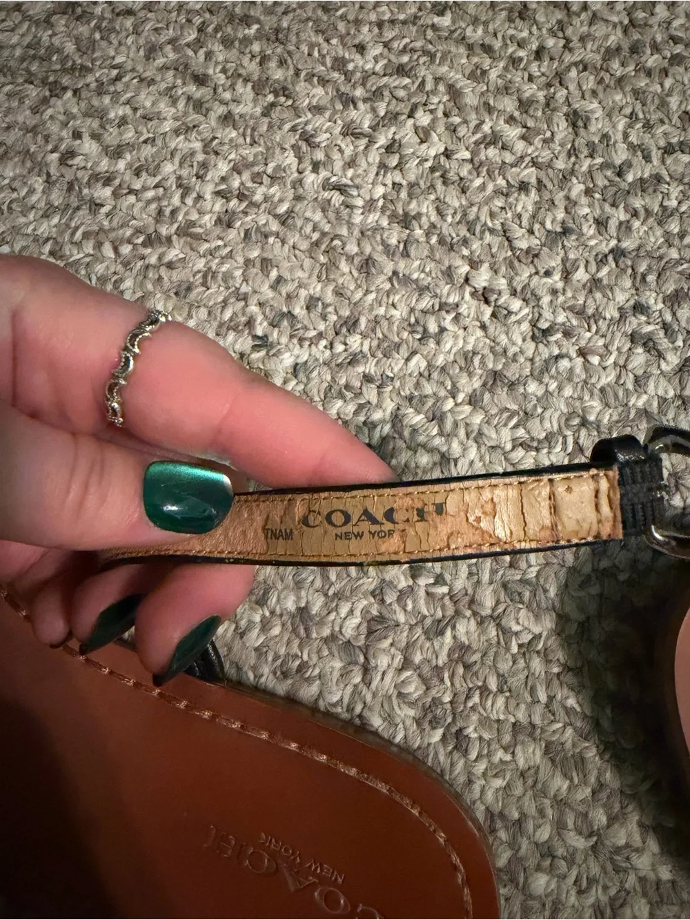 Coach Black Strap Brown Footbed Women's Sandals